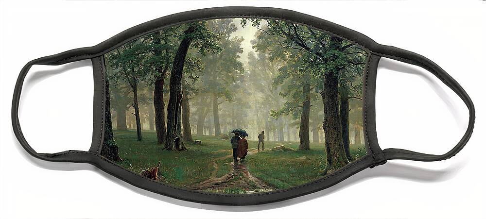 Rain Face Mask featuring the painting Rain in the Oak Forest by Ivan Shishkin