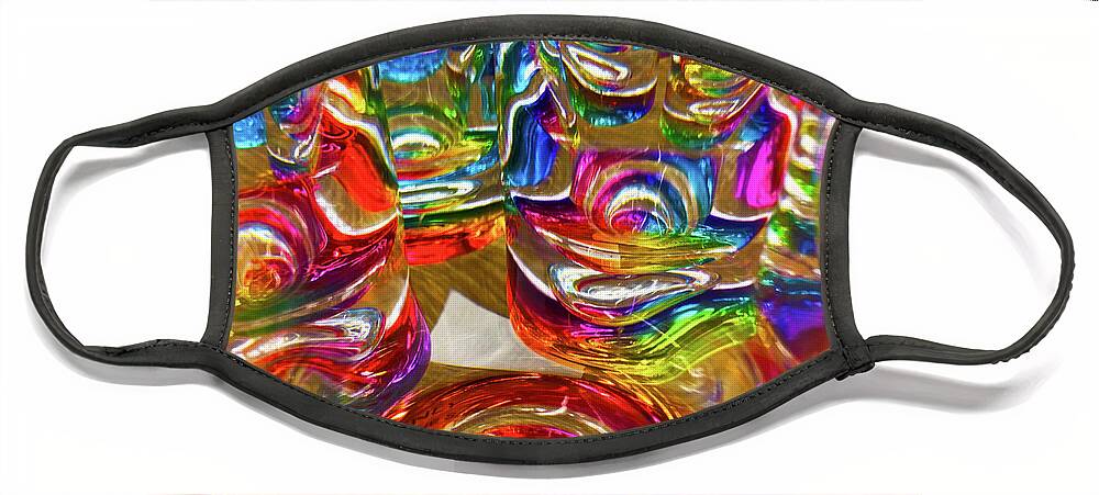 Rainbows Face Mask featuring the painting Rainbow Glasses 3 by DC Langer