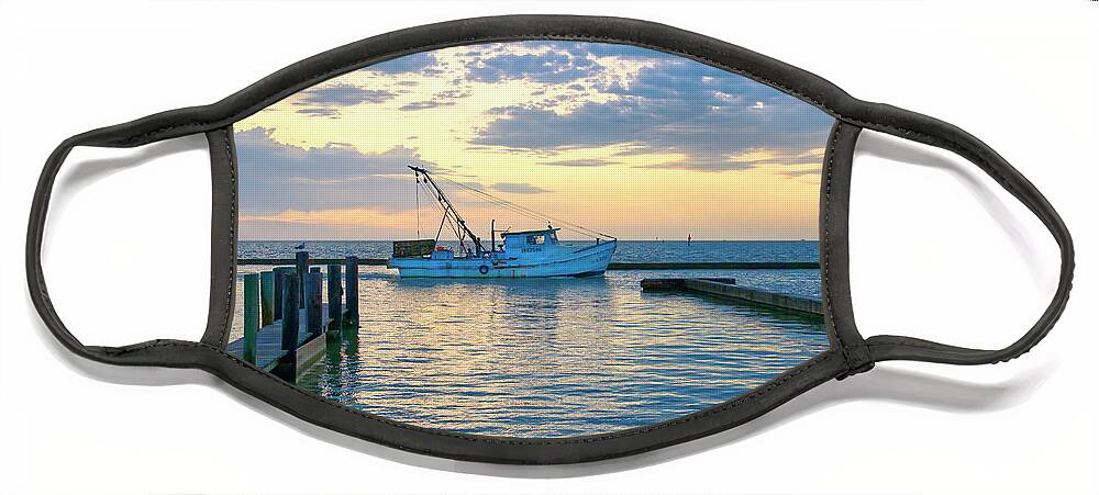 Shrimp Boat Face Mask featuring the photograph Rainbow Goes to Work by Ty Husak