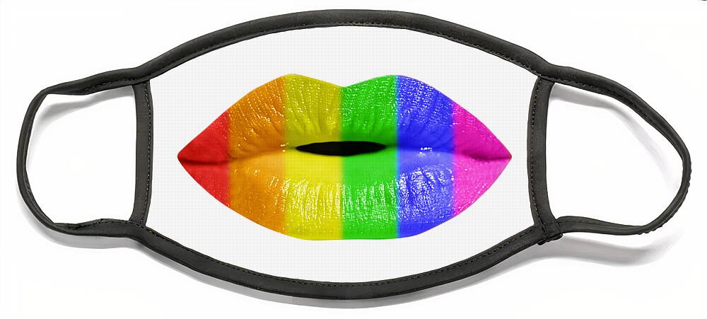 Lips Face Mask featuring the photograph Rainbow lips by Delphimages Photo Creations