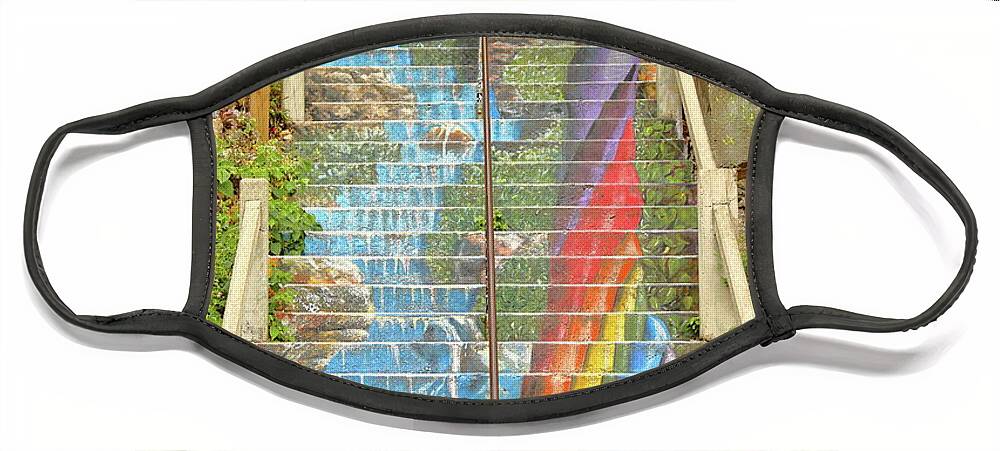 Stairway Face Mask featuring the photograph Rainbow Stairs by Lens Art Photography By Larry Trager