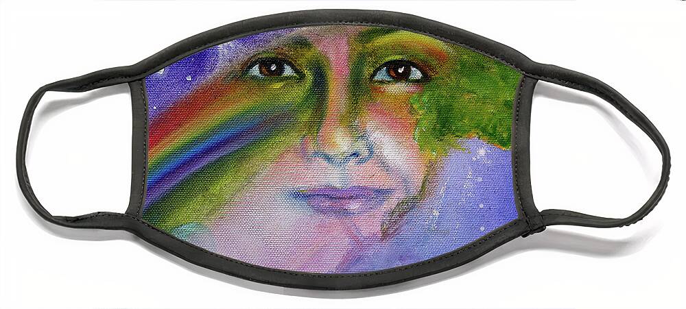 Face Mask Face Mask featuring the painting Rainbow Vision by Sofanya White