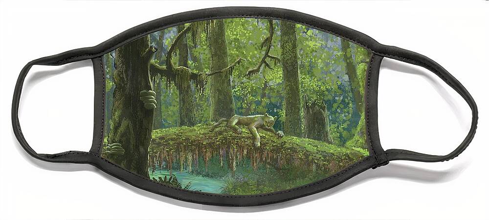 Rainforest Face Mask featuring the painting Rainforest Afternoon by Don Morgan