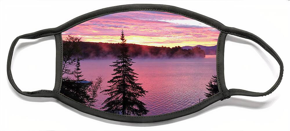 Lake Face Mask featuring the photograph Rangeley Red Sunrise by Russel Considine