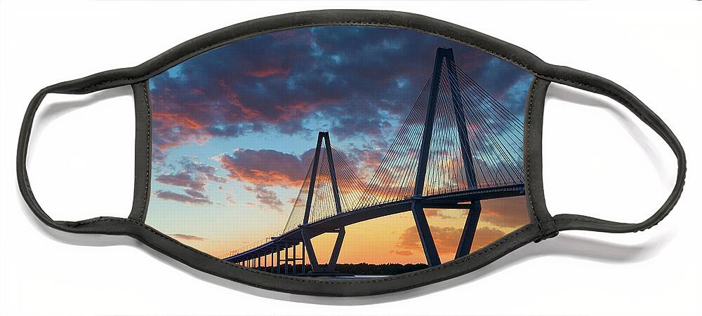 Charleston Face Mask featuring the photograph Ravenel Bridge in Charleston by Jon Glaser