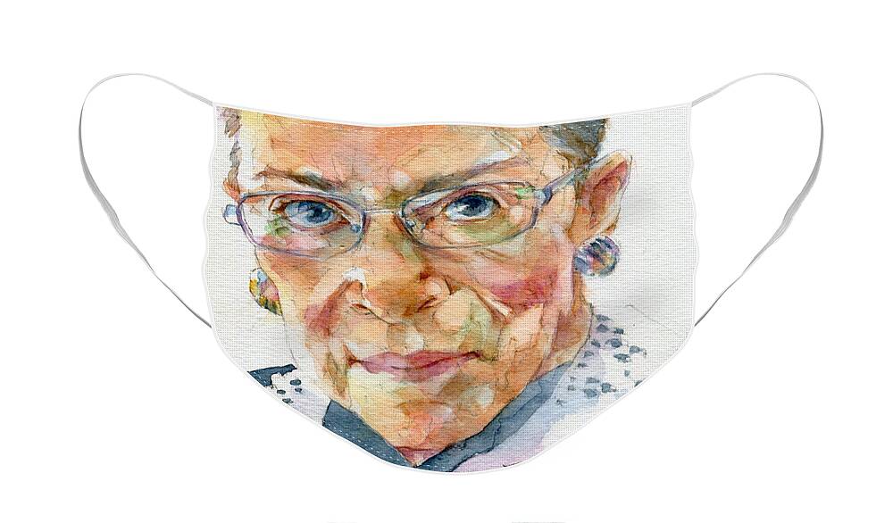 Ruth Bader Ginsburg Face Mask featuring the painting Ruth Bader Ginsburg Tribute by Pam Wenger