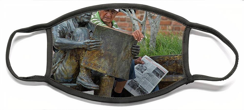 Cuba Face Mask featuring the photograph Reading with my Twin by M Kathleen Warren