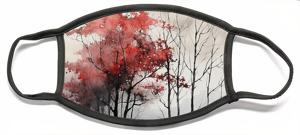 Red And Gray Face Mask featuring the painting Red and Gray Ambiance by Lourry Legarde