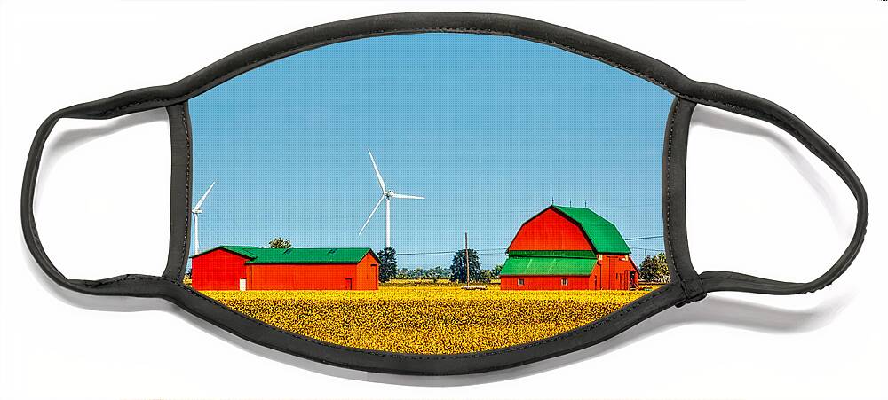 Barns Face Mask featuring the photograph Red barns in Lake Erie area, Ontario, Canada by Tatiana Travelways