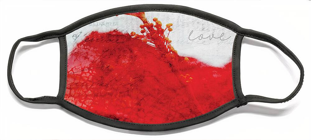 Valentine Face Mask featuring the digital art Red Flower of Love by Moira Law