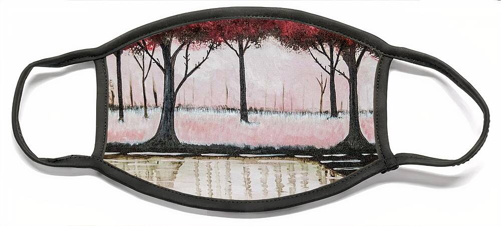Red Forest Face Mask featuring the painting Red Forest by Chiquita Howard-Bostic