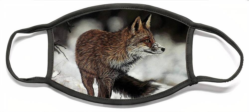 Animal Face Mask featuring the painting Red Fox by Linda Becker