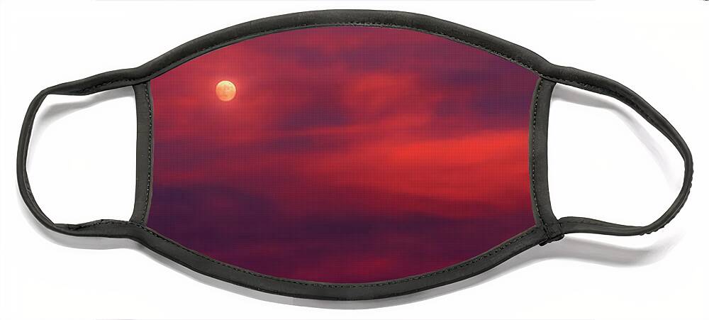 Clouds Face Mask featuring the photograph Red Moon by Steve Sullivan