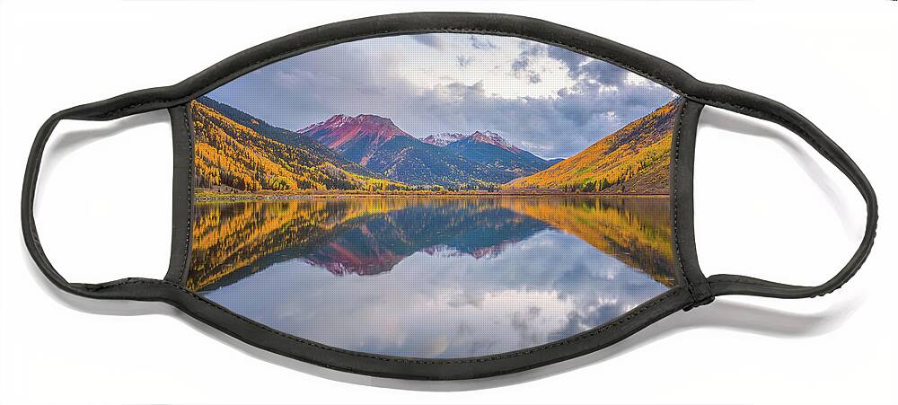 Colorado Face Mask featuring the photograph Red Mountain Moon by Darren White