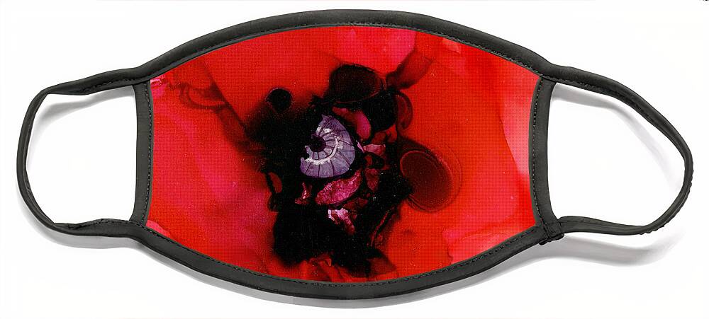 Red Poppy Face Mask featuring the painting Red Poppy by Daniela Easter