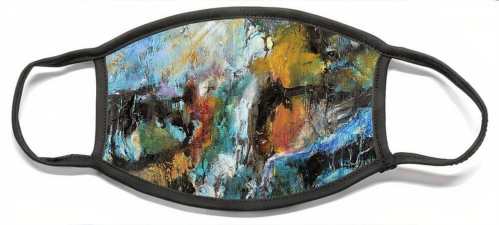 Abstract Face Mask featuring the painting Red rock abstract landscape by Jeremy Holton