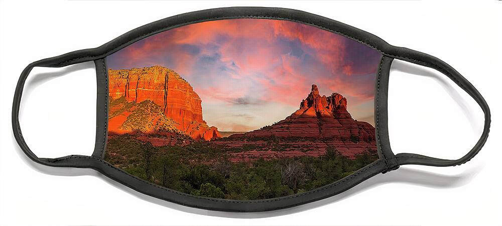  Face Mask featuring the photograph Red Rocks at Sunset by Al Judge