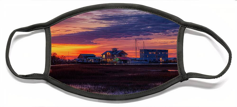 Southport Face Mask featuring the photograph Red sunrise by Nick Noble