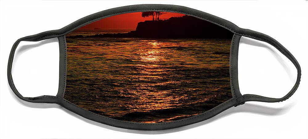 Sunset Face Mask featuring the photograph Red Sunset Pismo Beach by Vivian Krug Cotton