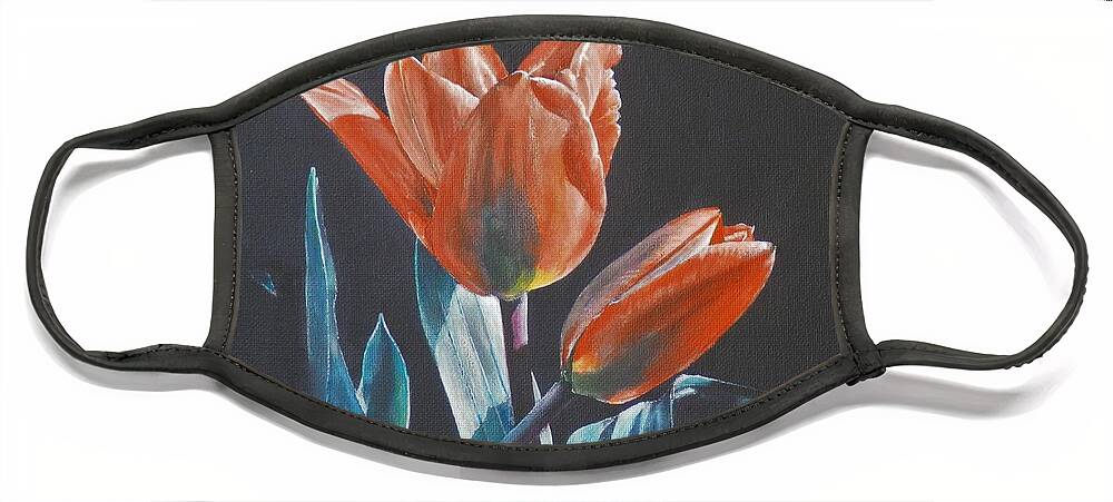 Tulip Face Mask featuring the painting Red Tulips by John Neeve