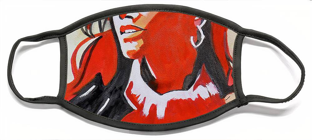 Red Face Mask featuring the painting Study in Red Watercolor by Kimberly Walker