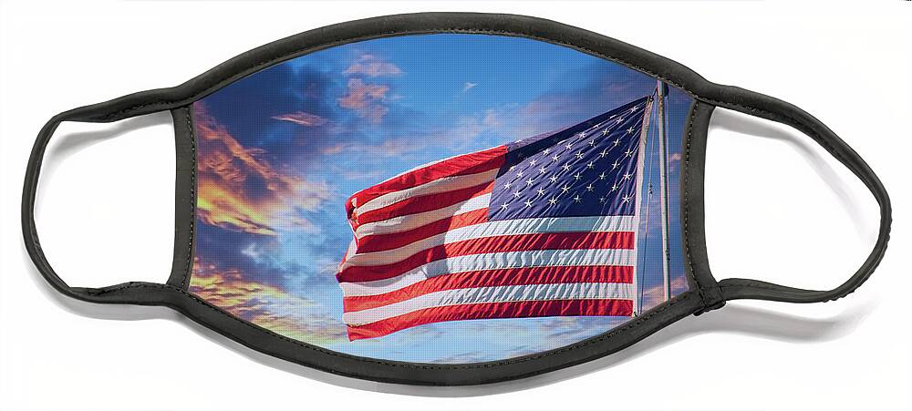 America Face Mask featuring the photograph Red White and Blue on Sunset by Darryl Brooks