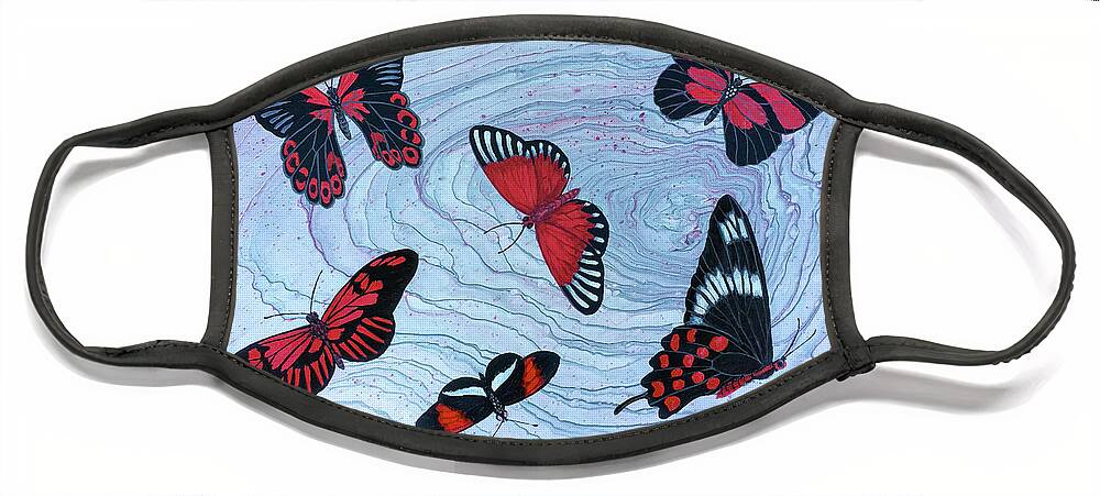 Butterflies Face Mask featuring the painting Red Wings by Lucy Arnold