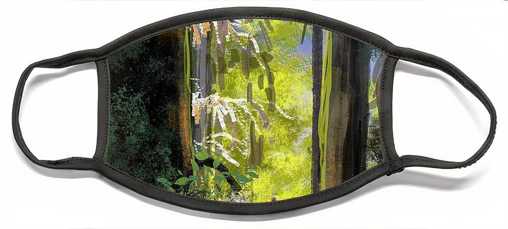 Redwoods Face Mask featuring the digital art Redwoods by Don Morgan