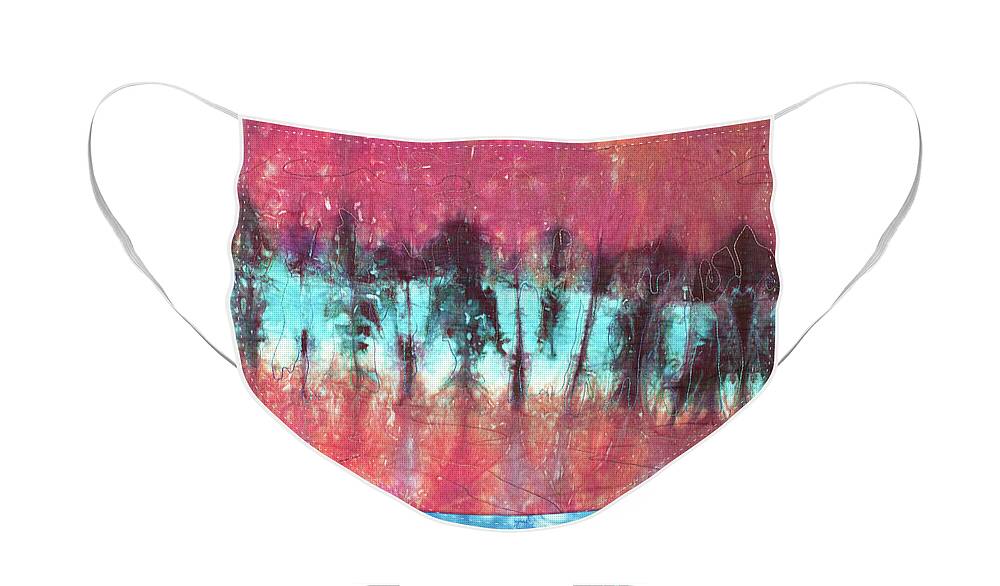 Fiber Art Face Mask featuring the mixed media Reflections 2 by Vivian Aumond