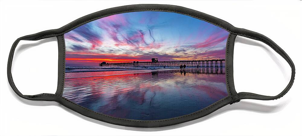 Beach Face Mask featuring the photograph Reflections at Oceanside by Rich Cruse