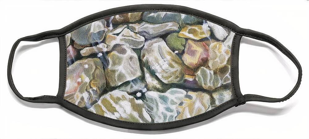 Sea Stones Water Light Face Mask featuring the painting Refraction by Caroline Philp