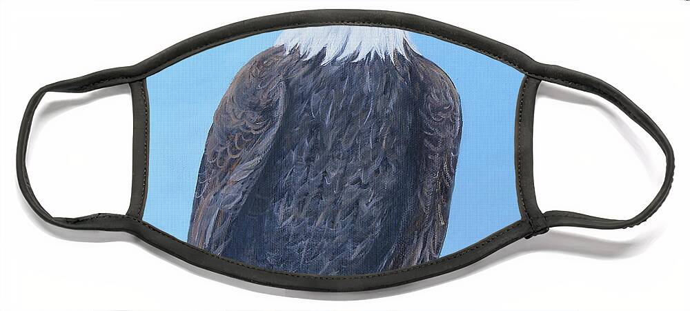 American Eagle Face Mask featuring the painting Regal Eagle Watching by Linda Goodman