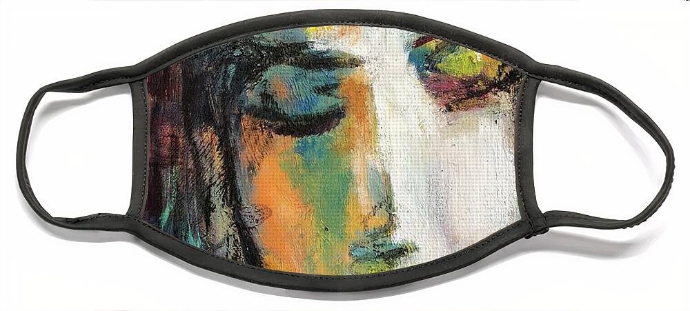 Portrait Face Mask featuring the painting Remembering by Sharon Sieben