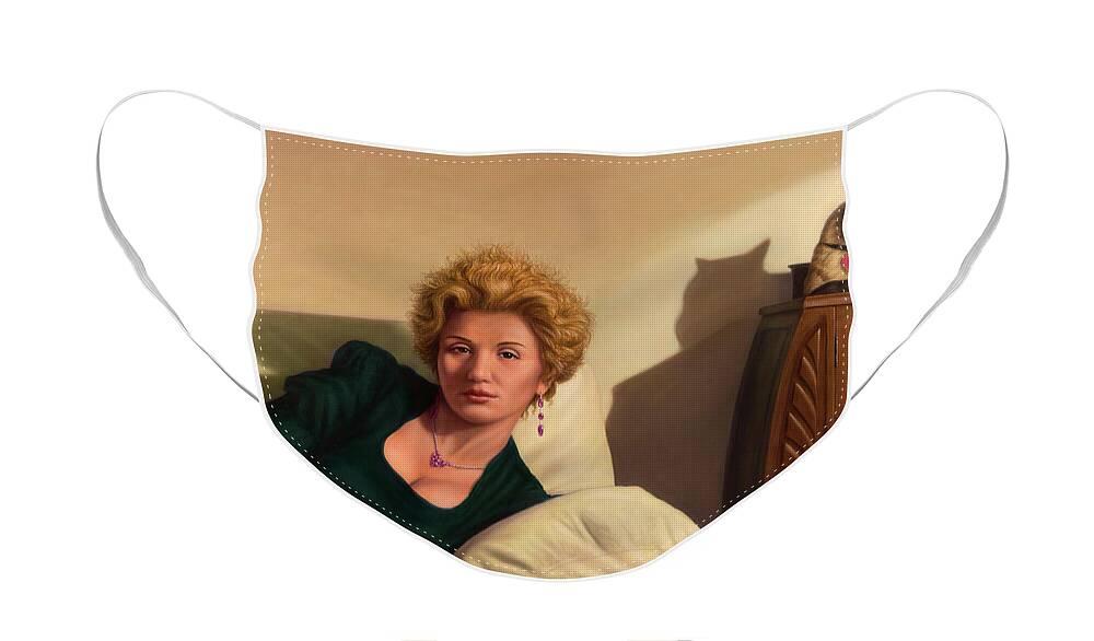 Repose Face Mask featuring the painting Repose by James W Johnson