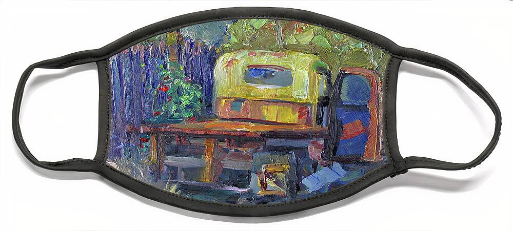 Antique Truck Face Mask featuring the painting Retired by John McCormick