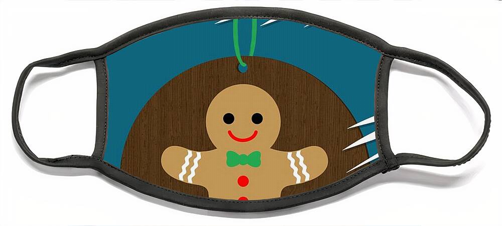  Face Mask featuring the digital art Retro Gingerbread Man Christmas Ornament by Donna Mibus