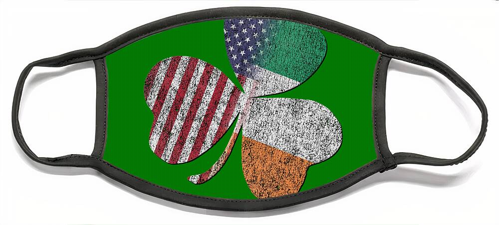 Cool Face Mask featuring the digital art Retro Irish American St Patricks Day Shamrock by Flippin Sweet Gear