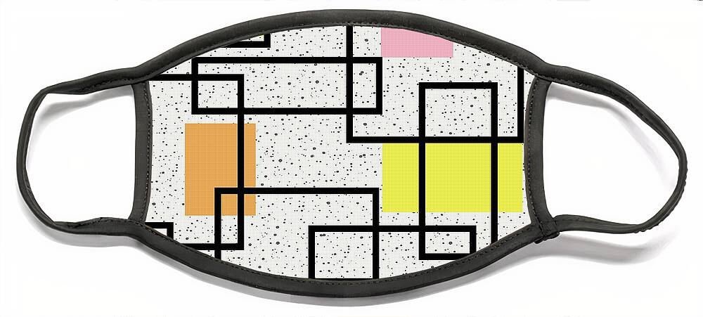 Mid Century Modern Face Mask featuring the digital art Retro Rectangles Fabric 2 by Donna Mibus
