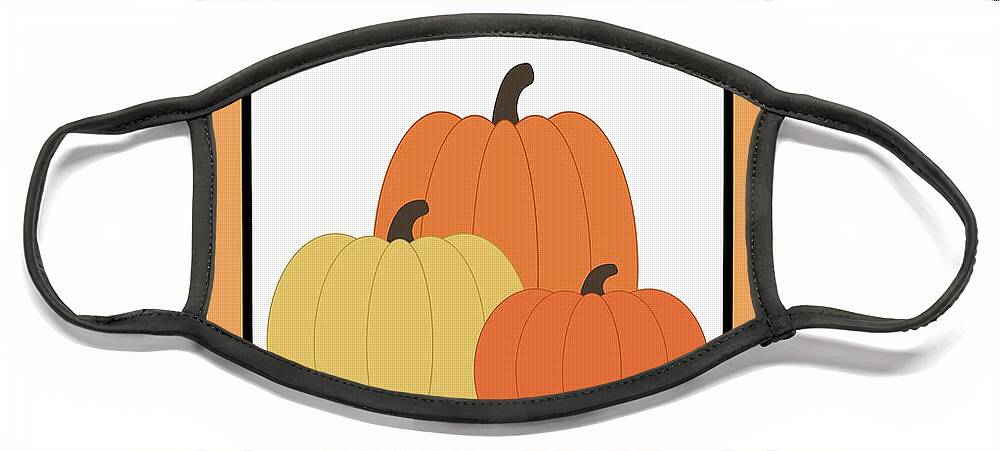 Retro Face Mask featuring the digital art Retro Seed Packet Pumpkin by Donna Mibus