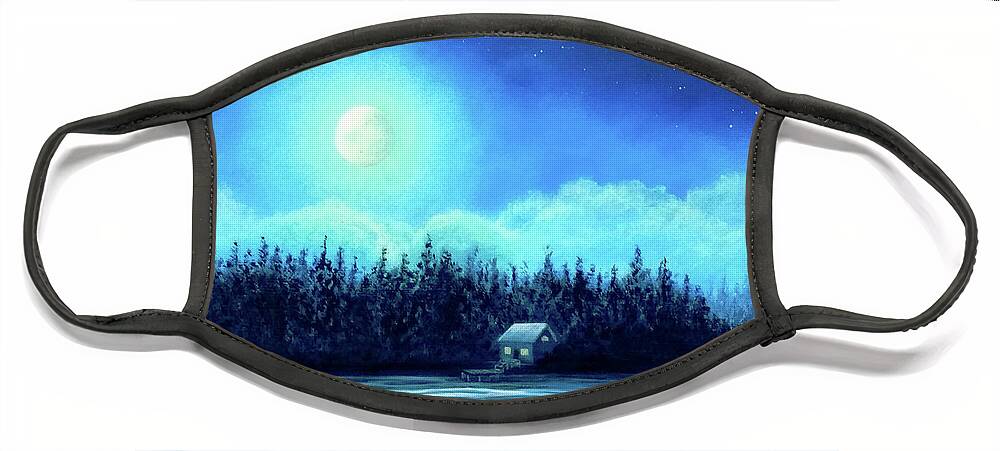 Returning Face Mask featuring the painting Returning by Moonlight by Sarah Irland