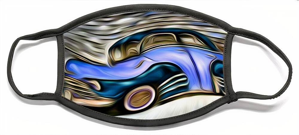 Chevy Face Mask featuring the digital art Revved Up and Rarin' To Go... Blue by Ronald Mills