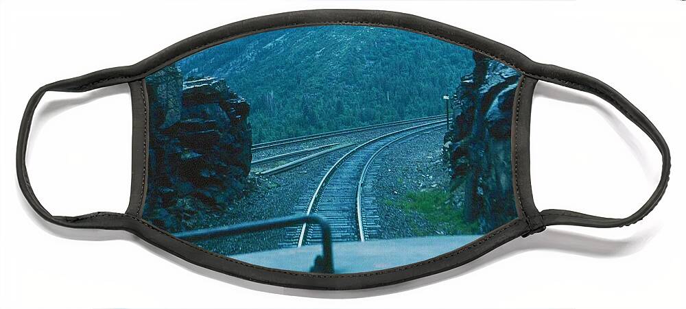 Train Face Mask featuring the photograph VINTAGE RAILROAD - Riding the Rails on Sierra Nevada Mountains by John and Sheri Cockrell