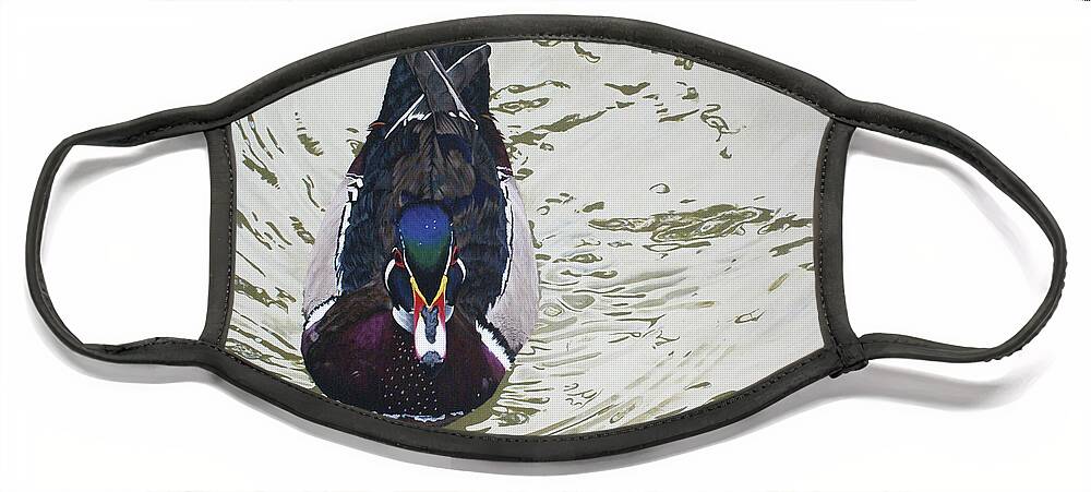 Woodduck Face Mask featuring the painting Ripples by Heather E Harman