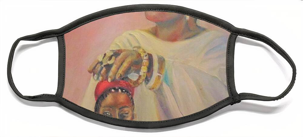 Amanda Gorman Face Mask featuring the painting Rising Hill by Saundra Johnson