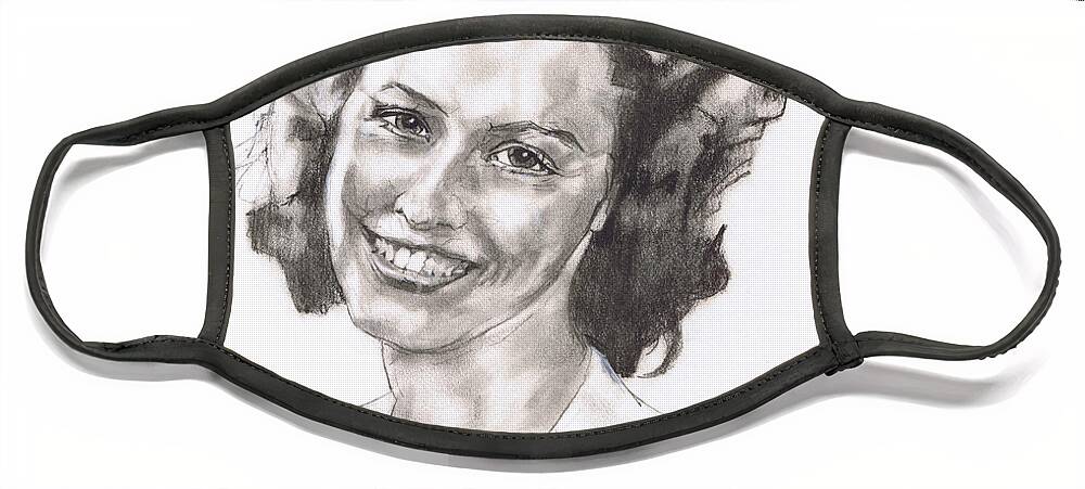 Charcoal Pencil Face Mask featuring the drawing Rita by Sean Connolly