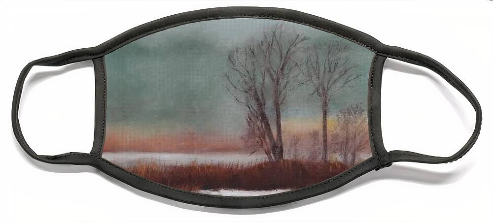 River Face Mask featuring the pastel River Fog by Carol Corliss