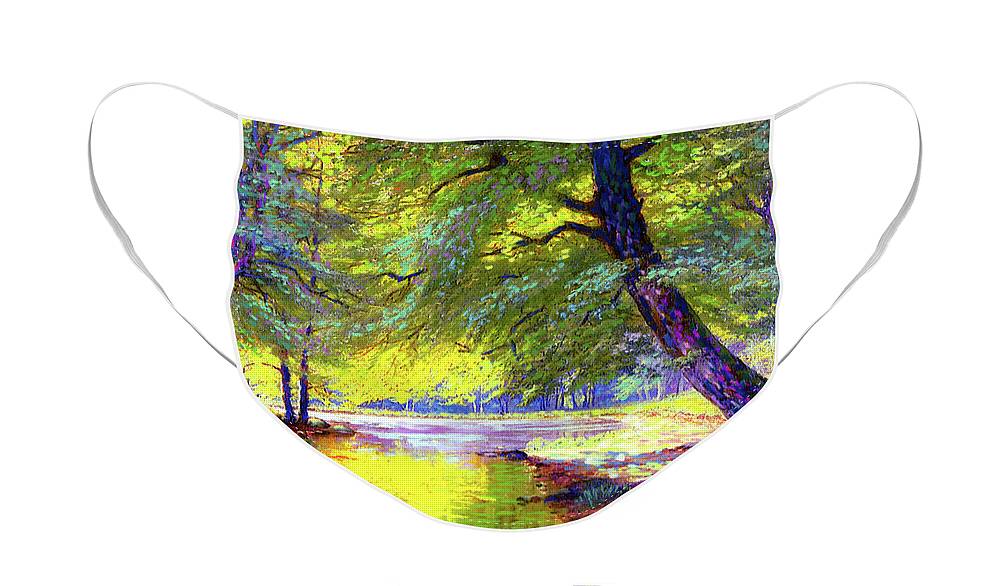 Tree Face Mask featuring the painting River of Gold by Jane Small