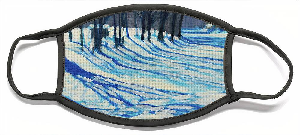 Landscape Face Mask featuring the painting River of Light and Shadow by Amanda Schwabe