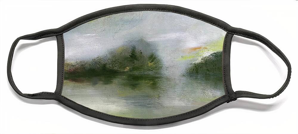 Riverbend Face Mask featuring the painting Riverbend by Roger Clarke