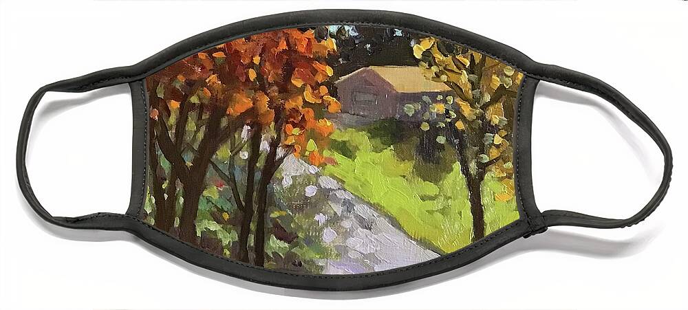 Fall Face Mask featuring the painting Riverside Path by Anne Marie Brown